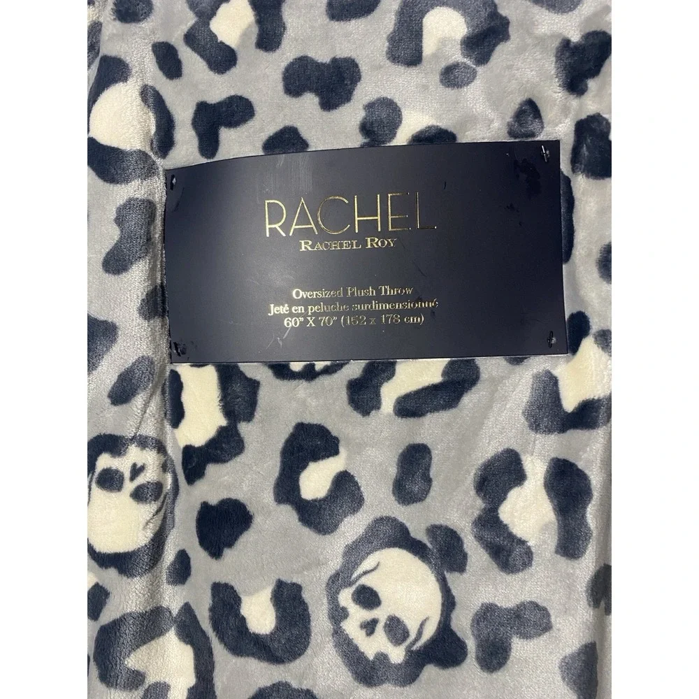 Leopard Print Oversized Plush Throw Blanket 60x70 NWT⁠ Halloween Skull Fast Ship